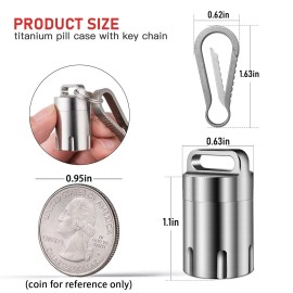 Tisur Titanium Small Pill Holder Keychain, Portable Pill Case Waterproof Pocket Pil...