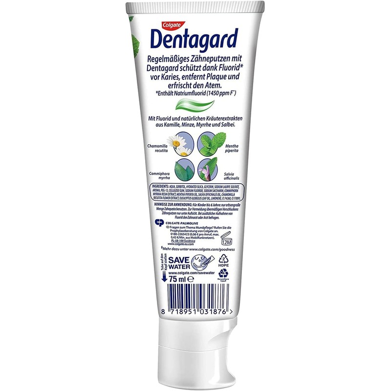 6 Dentagard Toothpaste 75ml Original in the Tube (6 75ml)