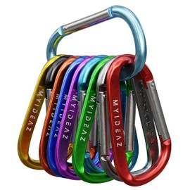 MyIdeaz Carabiner with spring-loaded gate, D shape carabiner set, 80 mm large snap hook made of high-quality premium aluminium for camping, hiking, 8 cm