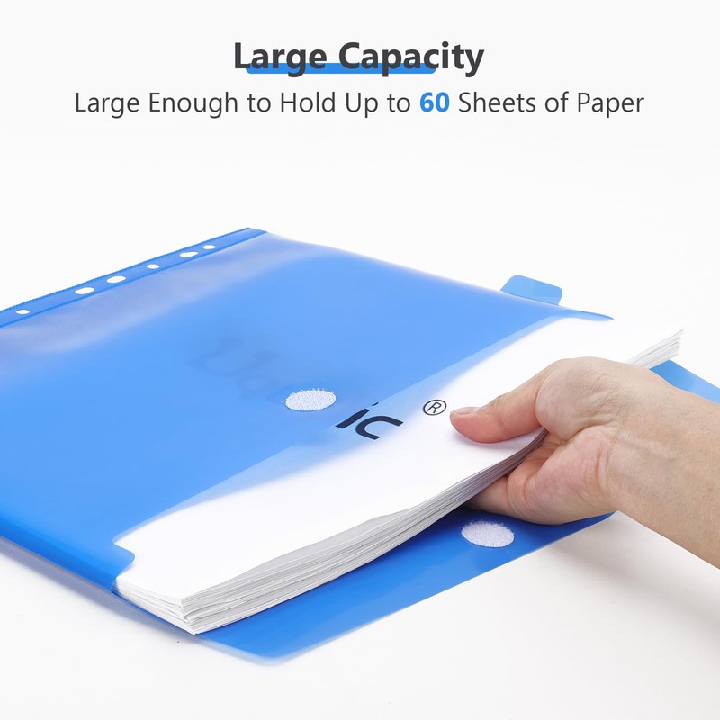 Uquelic Document Folder A4 for Filing, Transparent Vinyl Pockets, Ring