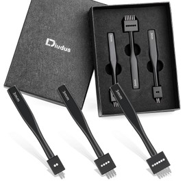 Leather Hole Punch, Prong Punch, Black Leather Hole Punch Tool 3mm 2/4/6 Lacing Stitching Punch, Round Hole Prong Stitching Chisel Set Leather Working Tools for Leather Craft