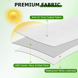 RV Awning Fabric Replacement 17FT (Fabric 16' 2"), Heavy Duty Camper Awning Replacement Weatherproof Vinyl Universal Outdoor Canopy for Camper, Trailer, and Motorhome Awnings White