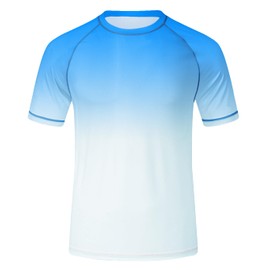 Huayuzh UV Shirt Men's Rash Guard T-Shirt Swimming Shirt UPF 50+ Quick Drying Lightweight Breathable Surfing Hiking Top, 2-gradient colour: white