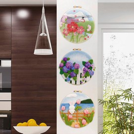 3 Pcs Needle Felting Kit for Beginners Felt Painting Kit with Wool Bag Needle Foam Pad Frame Felt Cloth DIY Wool Needle Felt Starter Pack with Instructions for Home Decorations