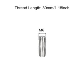 TOP-VIGOR 50Pcs M6 x 30mm Fully Threaded Rod, 304 Stainless Steel Right Hand Threads Rods, Fully Studding Rod Bar for Anchor Bolts, Clamps, Hangers and U-Bolts
