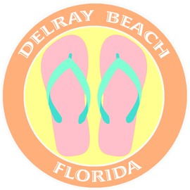 Athena Brands Flip Flops Delray Beach Florida - Car Truck Window Bumper Graphics Sticker Decal - Sunset Orange