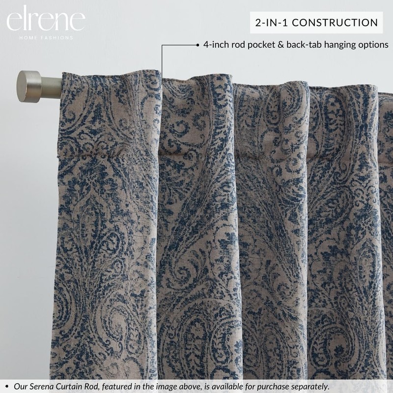 Elrene Home Fashions Vittoria Paisley Floral Printed Blackout Window Curtain