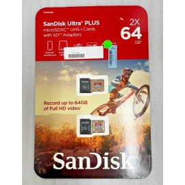 SanDisk Ultra Plus 2X 64GB Class 10 SDXC UHS-I Card with SD Adapters