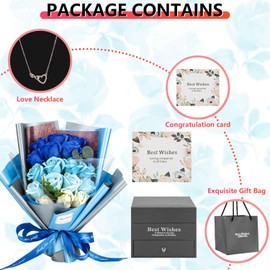 MROUEN Rose Bouquet Rosas Eternas Preserved Rose Bouquet 18 Flower Bouquet with Beautiful Love Necklace, Unique Gift for Birthday, Valentine's Day, Mother's Day, Thanksgiving, Christmas, Anniversary