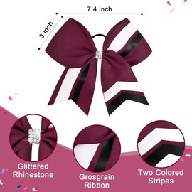 12PCS Cheer Bows Bulk Glitter Cheerleading Bows Girls Hair Bows Cheer Bows Elastic Band Ponytail Holder for Cheerleaders Teen Girls College Sports Competition