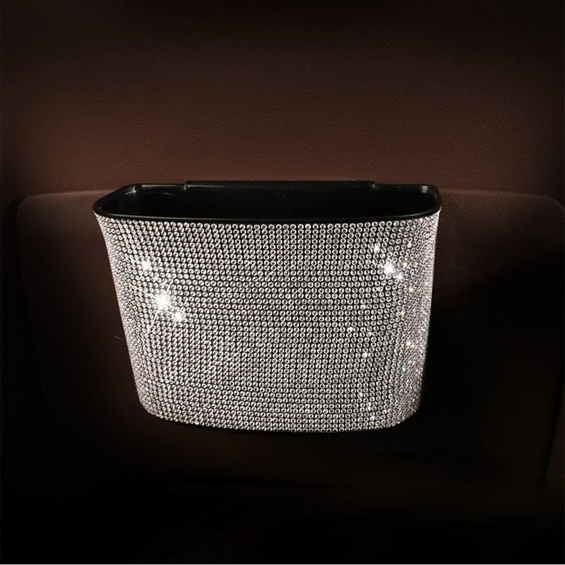 Baceyong Diamond Car Trash Can Creative Personality Hanging Diamante Trash