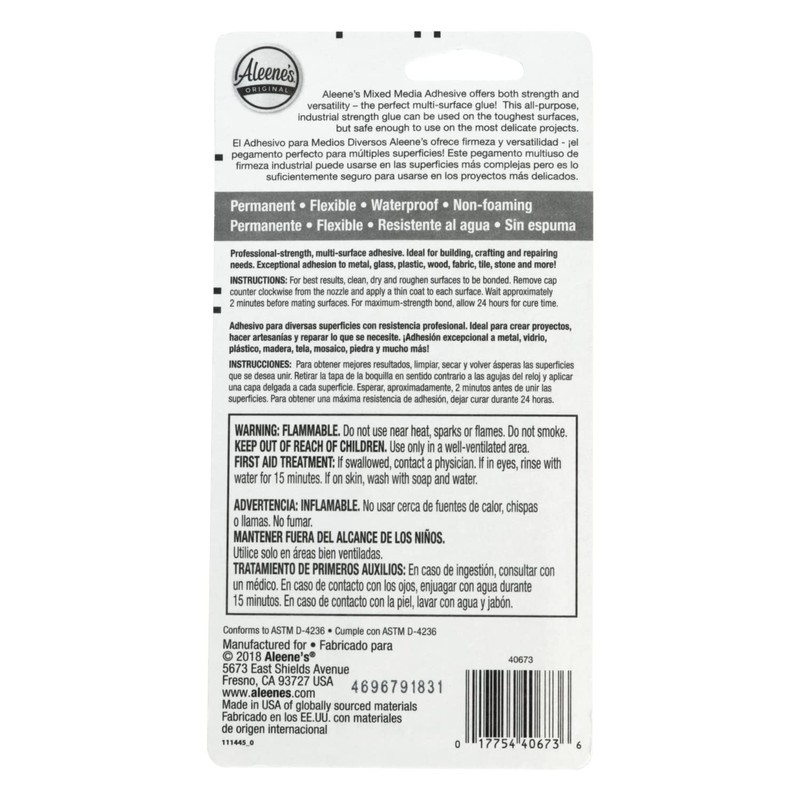 Aleene's Mixed-Media Adhesive, Professional Strength Heavy-Duty Craft DIY Adhesive, 1.5