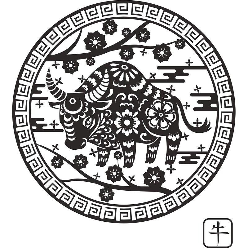 clothinx Chinese Zodiac Signs Fabric Bag with Selection, Buffalo Red