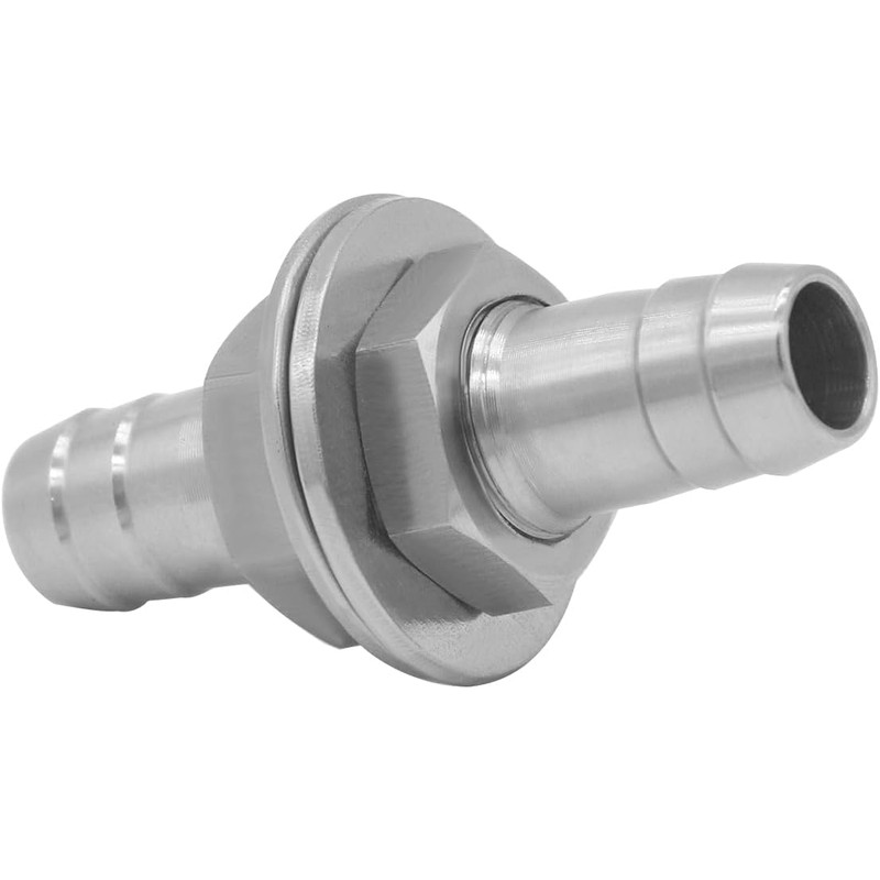 Fitvell Stainless Steel 5/16" Hose Barb Bulkhead Fitting Thru-Bulk Bulkhead
