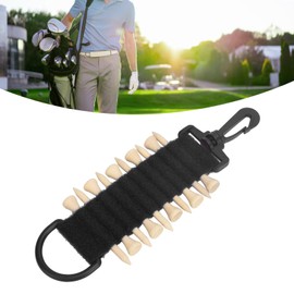 Golf Tee Holder, 10 Golf Tees Organizer, Portable Golf Tee Carrier with Hook for Belt Multifunctional Storage Bag for Golf Accessories (Black)