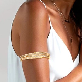 Milacolato Bracelet Women's Upper Arm Gold Upper Arm Jewellery Spiral Upper Arm Cuffs Bracelet for Women Boho Jewellery Women's Bangle Set Adjustable 6 Piece Festival Bracelets, Gold