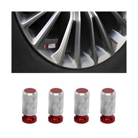 JNNJ 4 Stücke Autoreifen Besetzte Ventilkappen, Auto Ventilkappen Reifenventil, Aluminium Autoreifen Ventil, Auto Universal Außenbereich Dekoratives Zubehör Für Autos Motorrad Fahrrad(Rot)