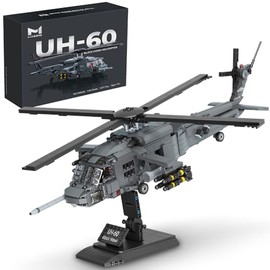MISINI M8039 1:35 UH-60 Black Hawk Helicopter Building Blocks Set, Military Armed Helicopter Bricks Model Kit for Adults, Collectible Display Toy, Realistic Details, The Collector's Gift,1377 Pieces