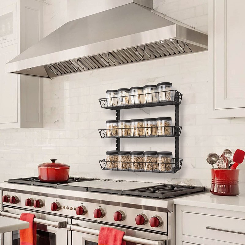 SWOMMOLY Adjustable Wall Mount Spice Rack, 3-Tier Dual-use (Multi-use) Organizer,