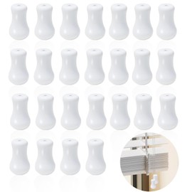 Bagentry 25 Pcs White Plastic Blind Pull Cord Knobs Drops Pull End, Decorative Window Blind Cord Tassel, Vase Shape Window Shade Pulls Tassels for Roman Curtain Crafts Treatment Accessories