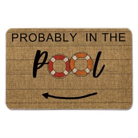 GAGEC Summer Door Mat Probably in The Pool Holiday Decorative Doormat Entrance Rugs Farmhouse Home Kitchen Decoration Floor Front Door Mat Outdoor Indoor 17 x 27 Inch