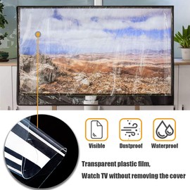 COOSOO Outdoor TV Cover Waterproof with Visible Transparent Film Heavy duty TV Cover Box Black Heat Resistant Weatherproof Dustproof Anti UV Patio Outside Television Protector 36-38"