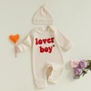 Lesimsam Newborn Infant Baby Boy Valentines Outfit Letter Embroidery Long