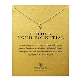 KOEDLN Unlock Your Potential Key Pendant Necklace with Meaning Card Women Jeweiry Friendship Gifts-Gold