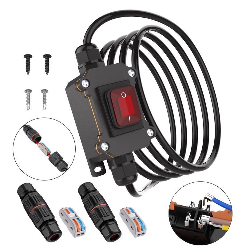 KarlKers 10FT 12V Inline Switch IP68 Waterproof, Outdoor On/Off Toggle