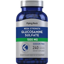 PipingRock Piping Rock Sulfato De Glucosamina | 1000Mg | 240 Cápsulas | Mega Fuerza | Fórmula Conjunta | Libre De Sodio | Suplemento Sin Omg, Sin Gluten