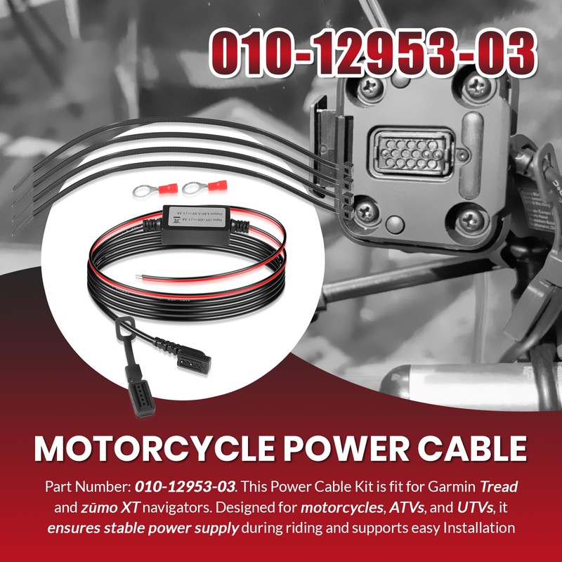 010-12953-03 Motorcycle Power Cable for Garmin Tread and zūmo XT
