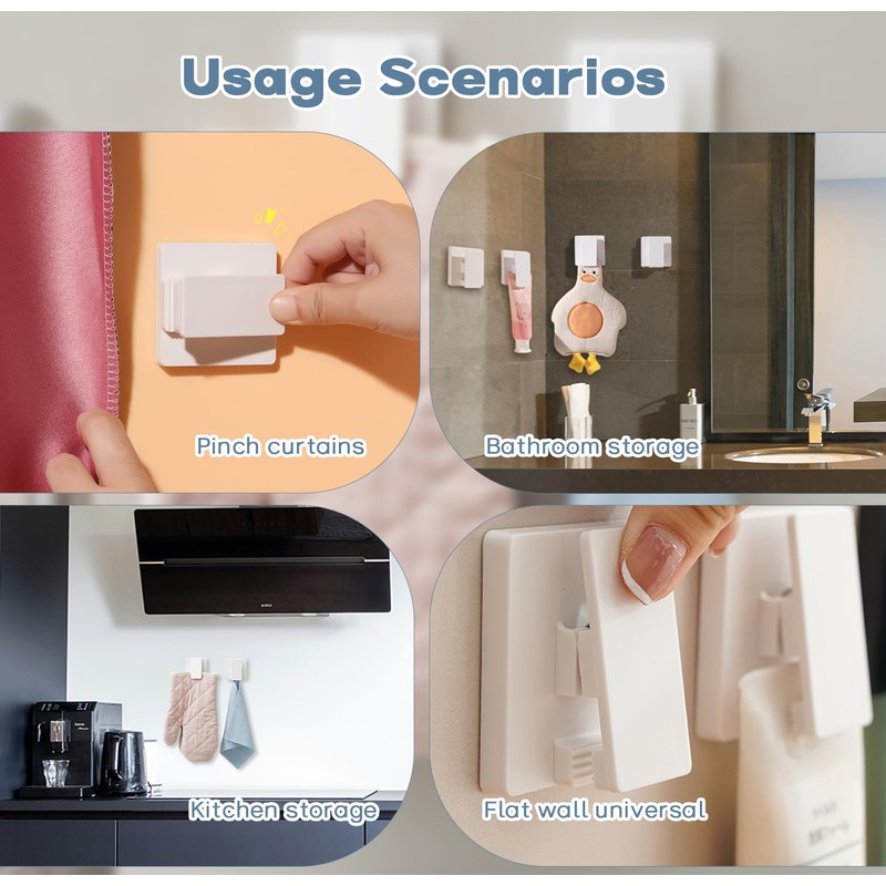 Zgwansui 6 PCS Adhesive Wall Clips for Hanging, Tapestry Hangers