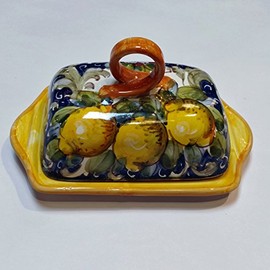 Arte D'Italia Imports Volute Handmade Hand Painted Butter Dish Made in Tuscany