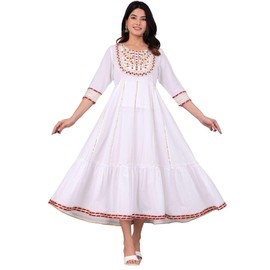 Anarkali Indian dress Kurta for Women Pakistani Wedding/Party Wear Designer Style Anarkali Kurti (White-XXL)