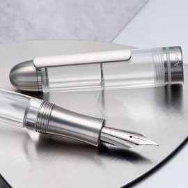 Asvine P36 - Juego de estuche para bolígrafo estilográfico de titanio, punta extrafina, transparente, acrílico, suave, para escribir