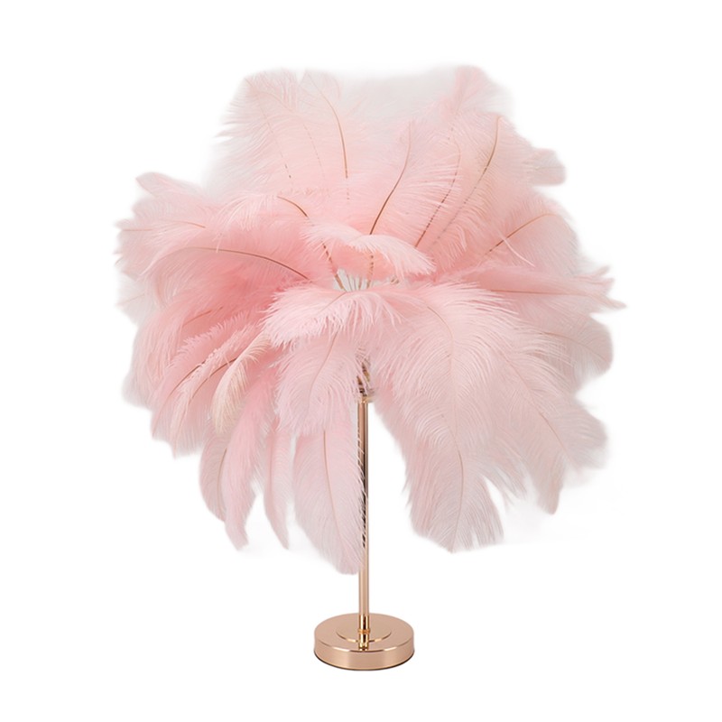Ostrich Feather Table Lamp Rechargeable Modern Romantic Decoration Lamp Bedroom