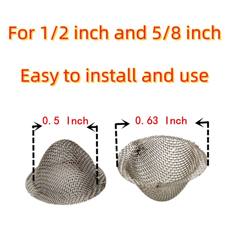 50 Pcs Pipe Screens 0.5inch-0.63inch (1/2-5/8) Stainless Steel Conical Design