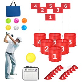 MILBOPAX Golf Bucket Yard Game 6-Hole Set, Portable Outdoor Yard Game for Family and Adults, Golf Chipping Practice for Lawn, Beach, Camping, Park