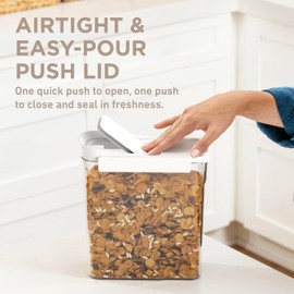 Bentgo Pantry - 6-Piece Airtight Cereal Containers, Easy Push & Pour Lid, Stackable & Clear BPA-Free Storage, Locking Lids for Freshness – Ideal for Kitchen & Pantry Organization (Snow)