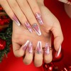 Christmas Press on Nails Coffin Long Length, 24Pcs French Artificial