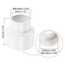PATIKIL PVC Reducer Pipe Fitting 75mm to 50mm ID, Straight Coupling Adapter Connector, White