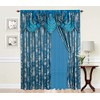 GLORY RUGS Jacquard Luxury Window 2 Panel Set Turquoise Curtain