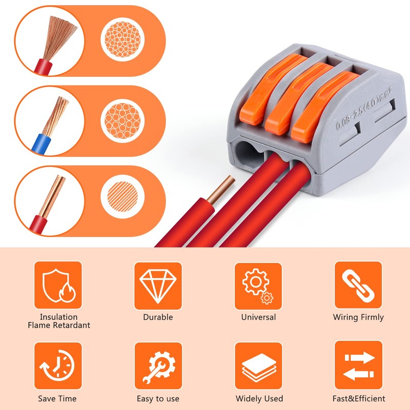Delgada 110pcs Lever Wire Nut Connectors - Assortaed Pack with