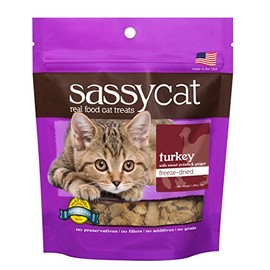 Herbsmith Sassy Cat Treats - Freeze Dried Turkey Treats - All Natural Treats for Cats - Limited Ingredient Cat Treat - 1.25 oz