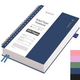 EMSHOI B5 Notebook, College Pad B5 Lined, Notepad 300 Pages / 150 Sheets for Writing, 100 GSM Paper, PVC Hard Cover, for Work, Office, School, 19 x 25 cm, Blue