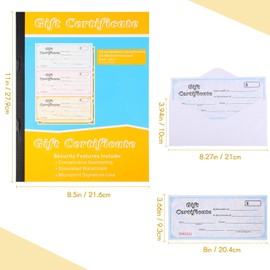 Zhanmai Gift Certificate Book with Envelope 3 Coupons Per Page with Carbonless Copy Paper Multicolor Gift Certificate Suitable for Businesses Restaurants Shopping Malls Offices(5 Pack)
