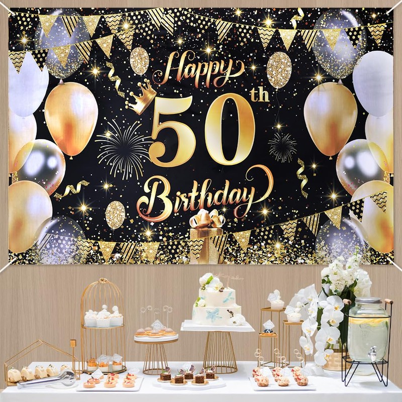 ANOMM 50 Anni Striscione di Compleanno, Compleanno Decorazioni-180 * 110