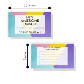 Boutique Marketing LLC You Rock At Parking Card | 50 Pack | 2 x 3.5 inches Business Sized Card | Random Acts Of Kindness | Inspiration Card | 90s Color Block Design