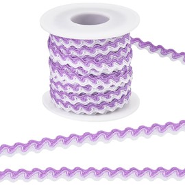 GORGECRAFT 17.5 Yards 8mm Two Tone RIC Rac Trim Bending Fringe Purple White Zigzag Wave Ribbons Woven Braided Fabric for Christmas DIY Sewing Crafts Wedding Dress Embellishment Party Gift Wrapping