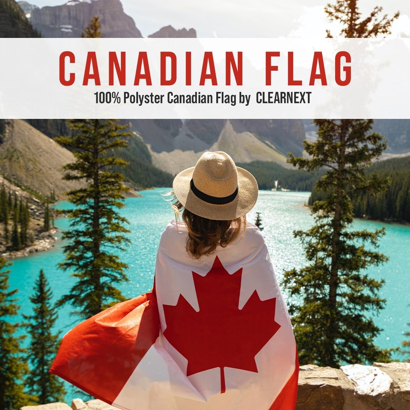 CLEARNEXT 100% Polyester Canadian Flag 3x5 Foot Silk Printed Bright